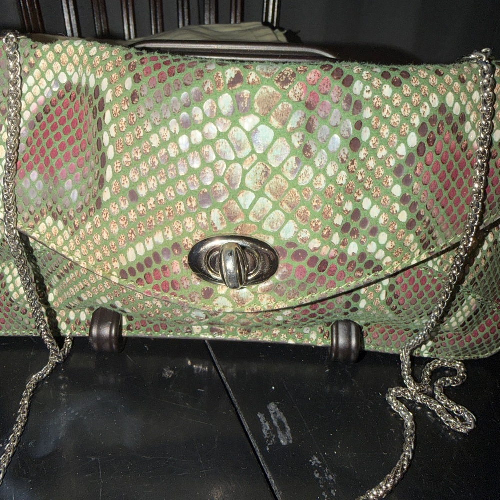 Sorial New York Green Snakeskin Leather Women's Crossbody.